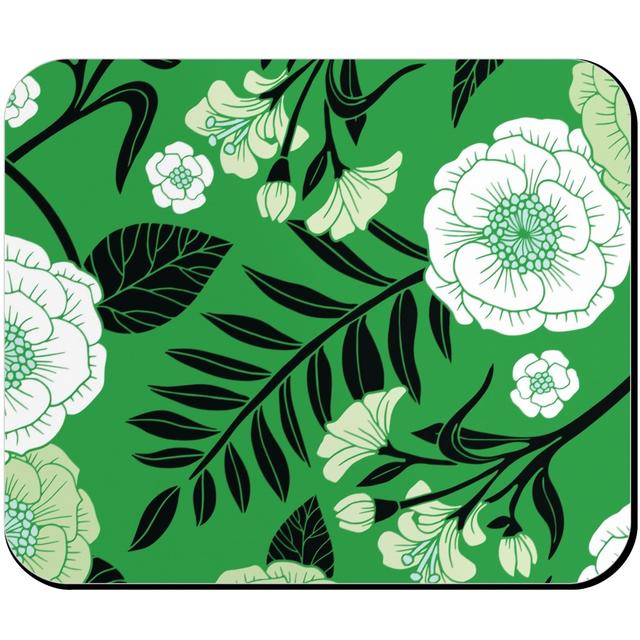 Custom Mouse Pads: Green, Black & White Floral Pattern, Green, Classic Green