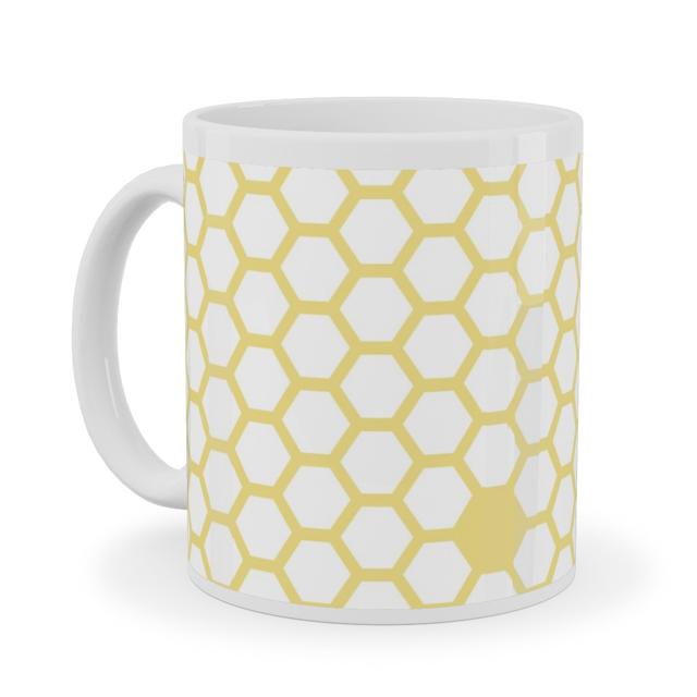 White Photo Mugs: Honeycomb - Sugared Spring - Yellow Ceramic Mug, White, 11oz, Yellow, Classic Yellow