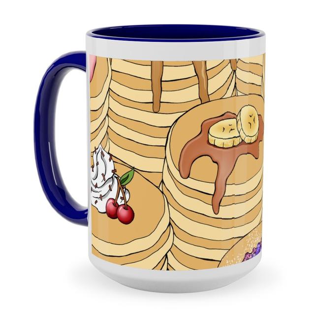 Blue Photo Mugs: Flapjack Stack Ceramic Mug, Blue, 15oz, Beige, Pearl