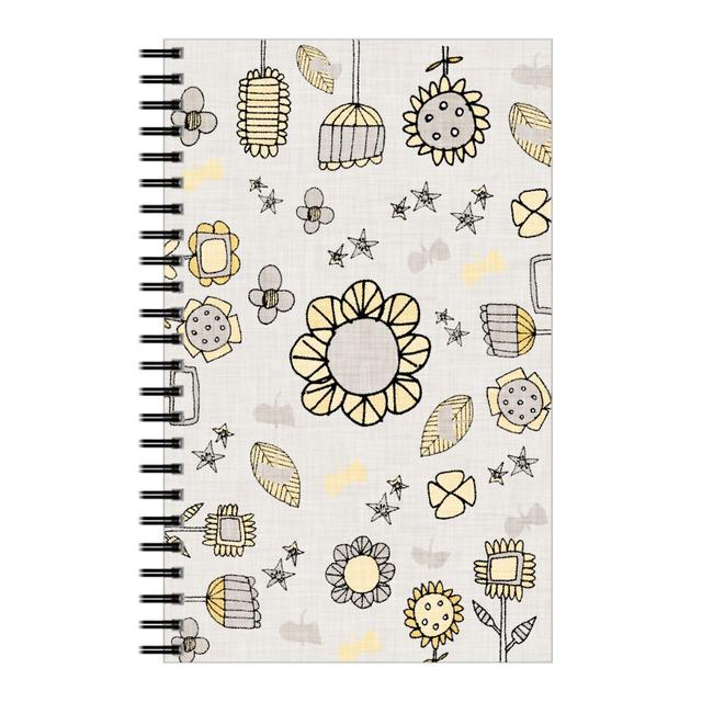 Personalized Notebooks: Abstract Hand Drawn Flowers, 5x8, Gray, Silver Lining
