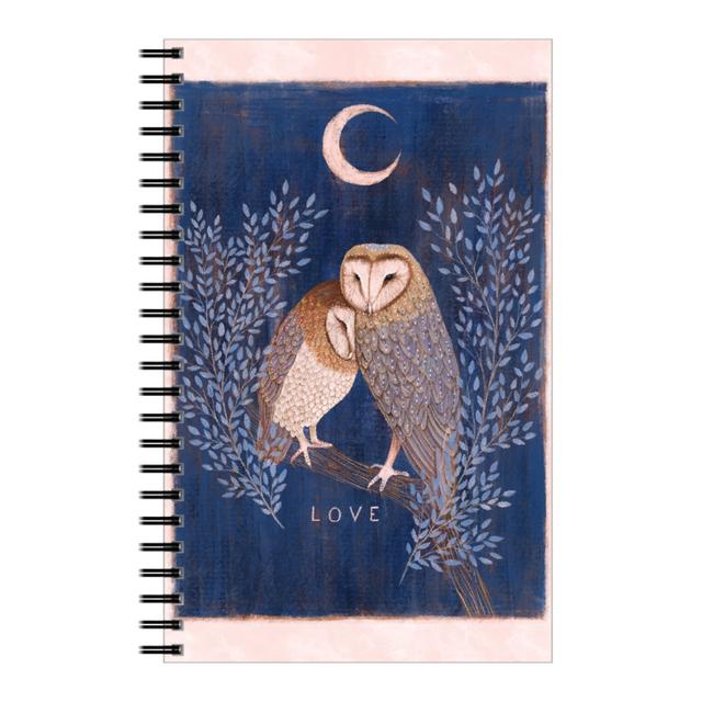 Personalized Notebooks: Pair of Barn Owls At Night, 5x8, Blue, True Blue