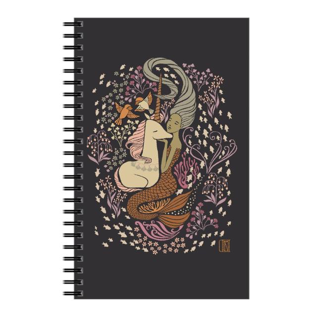 Personalized Notebooks: the Mermaid and the Unicorn, 5x8, Multicolor, Viola