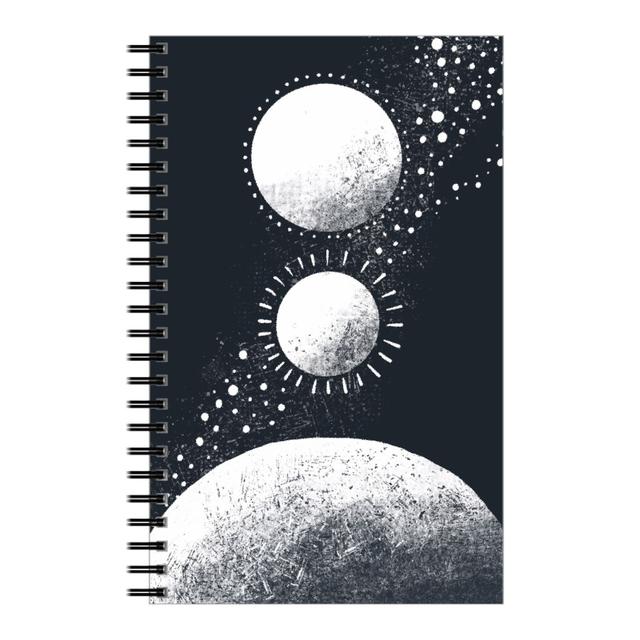Personalized Notebooks: Moonrise Planets - Dark, 5x8, Black