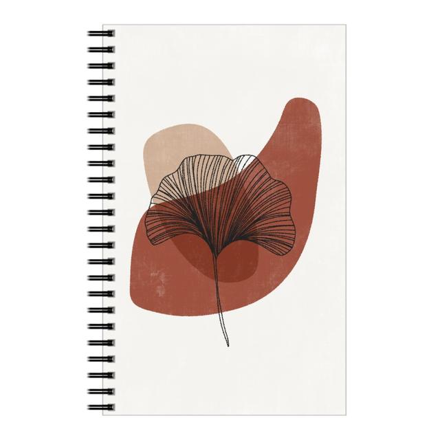 Personalized Notebooks: Abstract Ginko - Terracotta and Ivory, 5x8, Brown