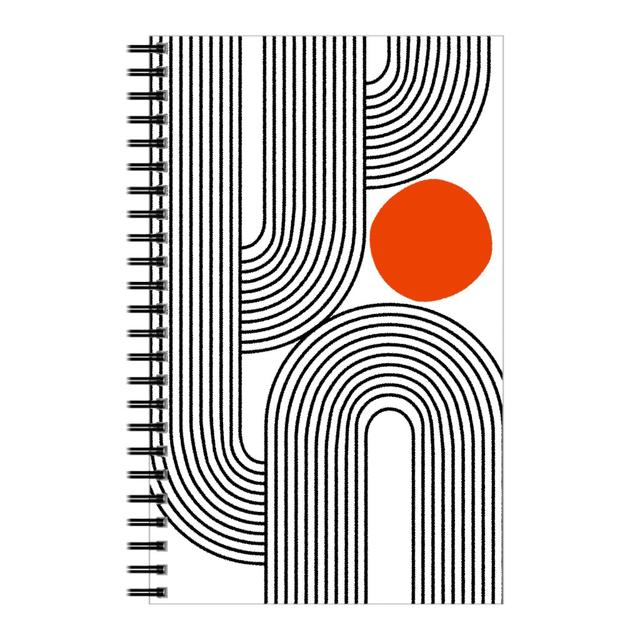 Personalized Notebooks: Rising Sun Minimal Geometric Lines, 5x8, Red, Sunset