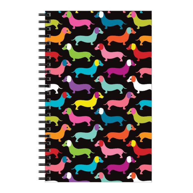 Personalized Notebooks: Retro Dachshund Dogs, 5x8, Multicolor, Black