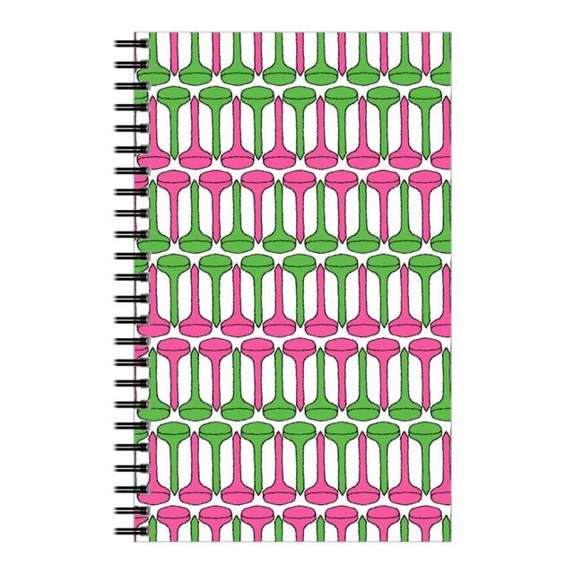 Personalized Notebooks: Golf Tees Pattern - Green and Pink, 5x8, Multicolor
