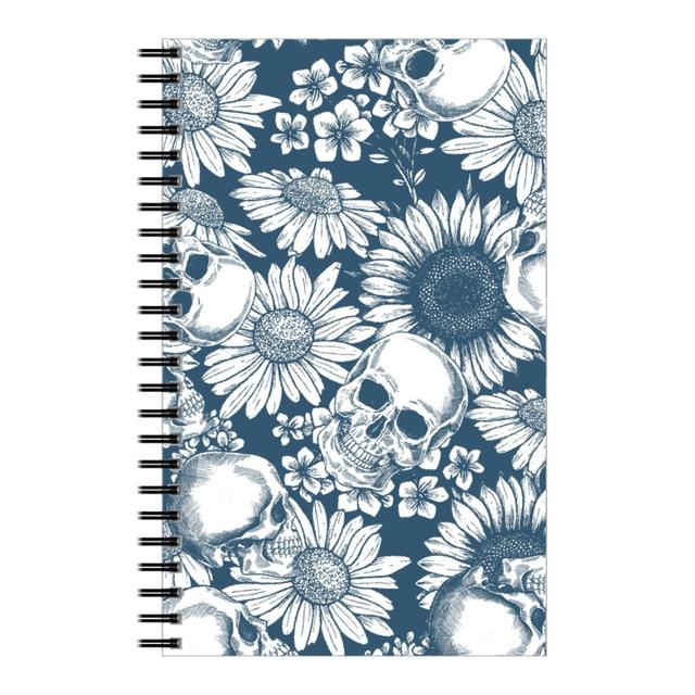 Personalized Notebooks: Floral Skull - Blue, 5x8, Blue, True Blue