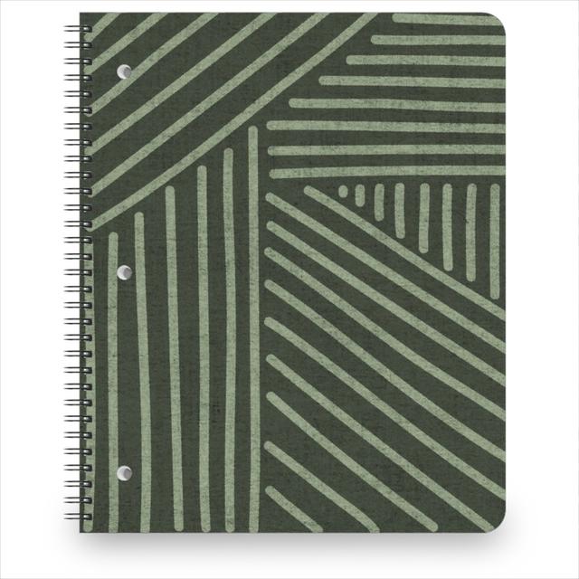 Personalized Notebooks: Mudcloth Weaving Line - Green, 8.5x11, Green, Classic Green