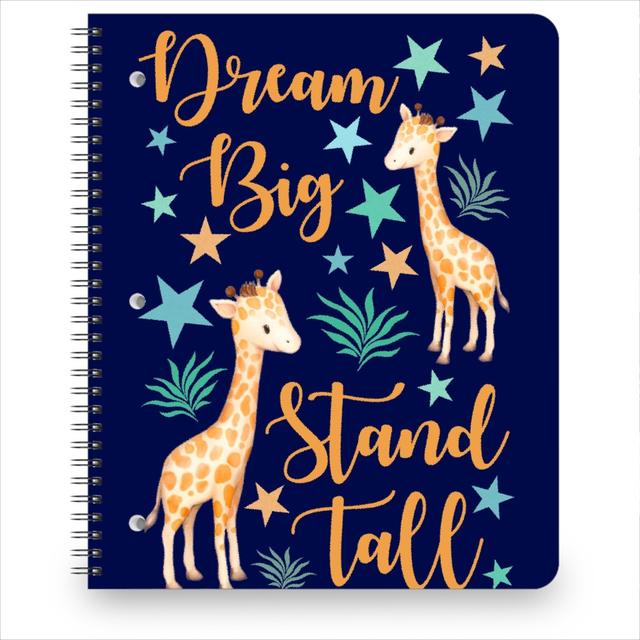 Personalized Notebooks: Stand Tall, Dream Big Giraffe, 8.5x11, Multicolor, Dark Blue