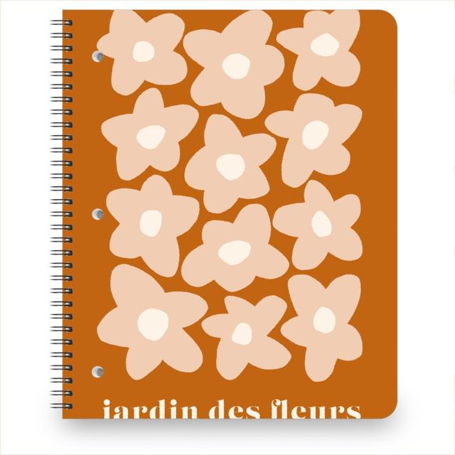Personalized Notebooks: Botanical Graphic Retro Flower Garden, 8.5x11, Orange, Fawn