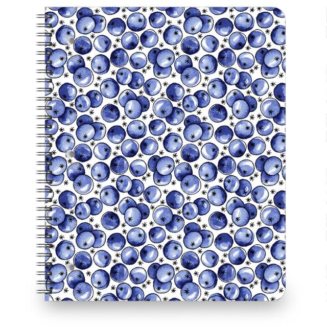 Personalized Notebooks: Watercolor Blueberries, 8.5x11, Blue, True Blue