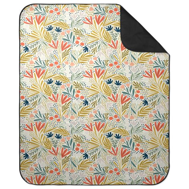 Picnic Blankets: Henrietta Floral - Light Picnic Blanket, Multicolor