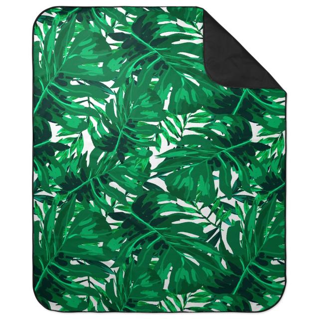 Picnic Blankets: Tropical Leaves - Bright Green Picnic Blanket, Green, Classic Green