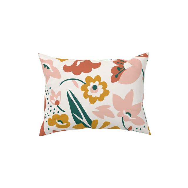 Woven Pillows: Betty Modern Floral - Pink, Black, 12x16, Single Sided, Multicolor