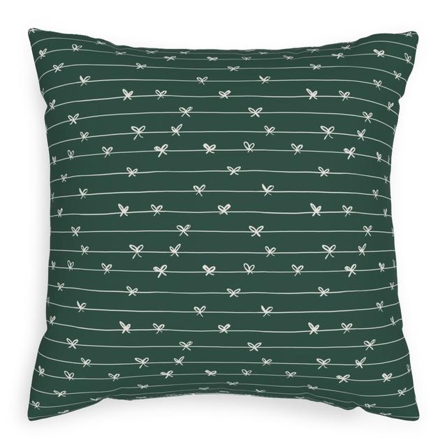 Woven Pillows: Christmas Ribbons and Bows, Black, 20x20, Single Sided, Green, Pine