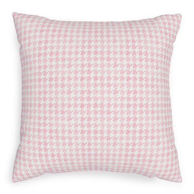 Woven Pillows: Happy Houndstooth, Black, 20x20, Single Sided, Pink, Pearl