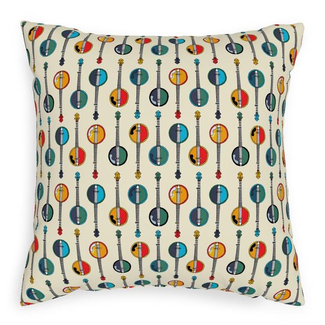 Woven Pillows: Banjo Bluegrass - Multicolor, Beige, 20x20, Single Sided, Multicolor