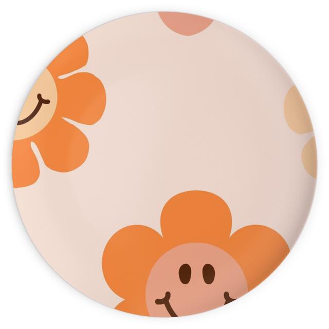 Plates: Smiley Floral - Orange, 10x10, Orange