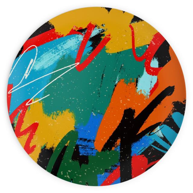 Plates: Twenty 6 Black Abstract, 10x10, Multicolor