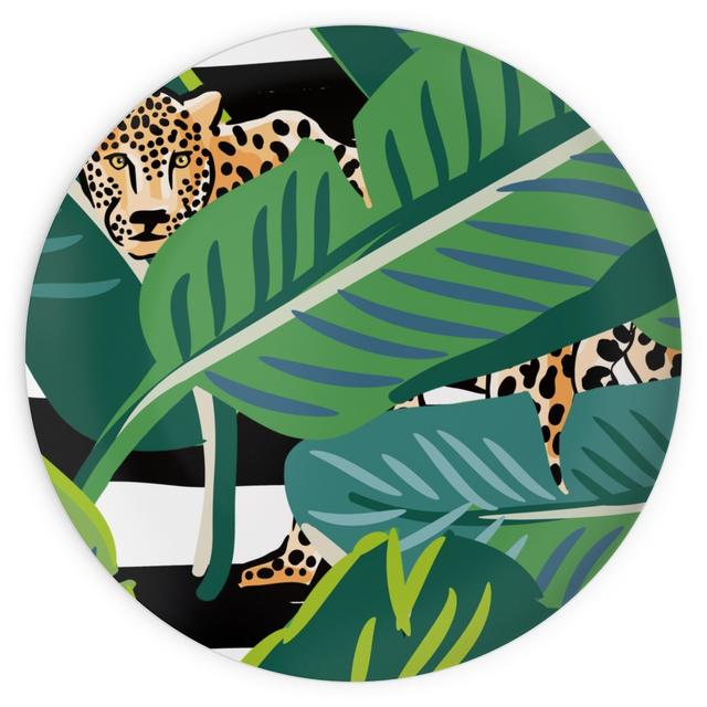 Plates: Cheetah and Tropical Leaves - Green, 10x10, Green, Classic Green