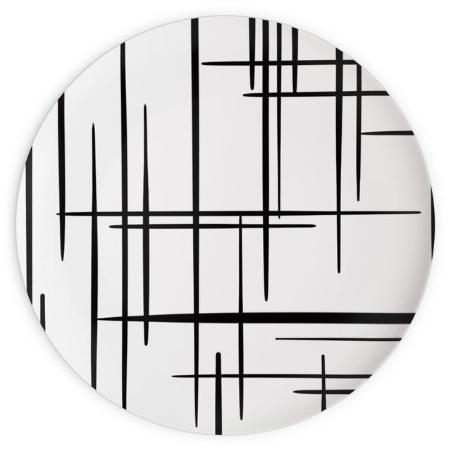Plates: Abstract Line Pattern, 10x10, White