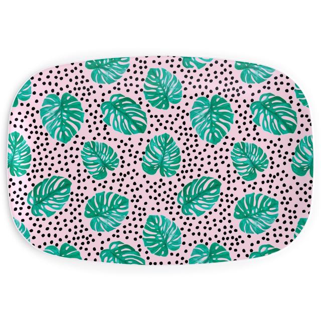 Serving Platters: Tropical Monstera - Pink, Bright Pink