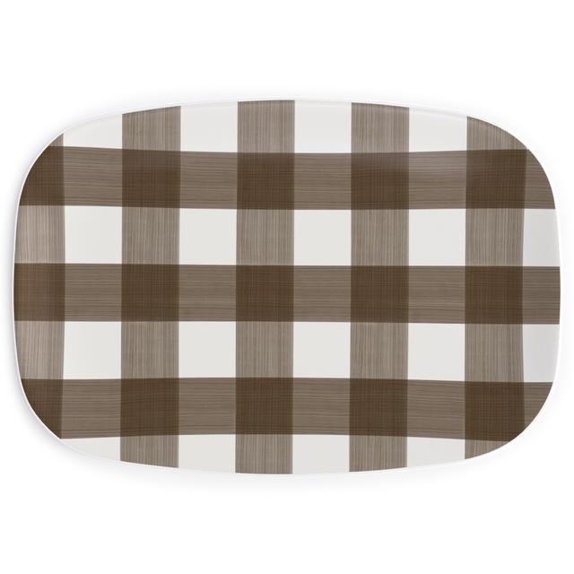 Serving Platters: Cross Hatch Plaid, Brown, Granite