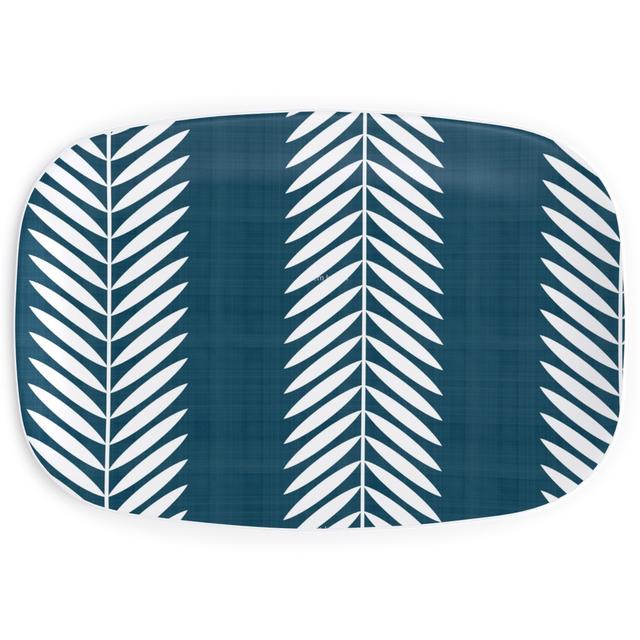 Serving Platters: Laurel Leaf Stripe, Blue, Lake