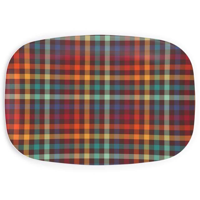 Serving Platters: Retro Rainbow Plaid, Multicolor