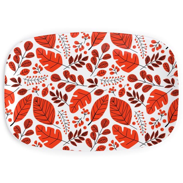 Serving Platters: Red Leaves, Red