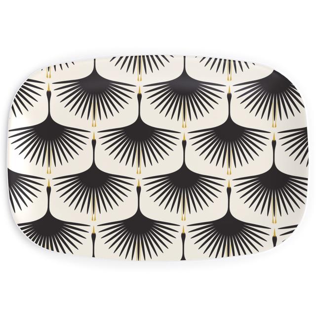 Serving Platters: Art Deco Swans, Beige, Antique White