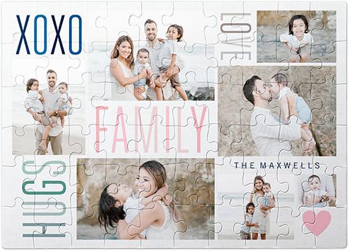 Custom Photo Puzzles: Watercolor Family Love Hugs, 60 Pieces, Beige, pebble