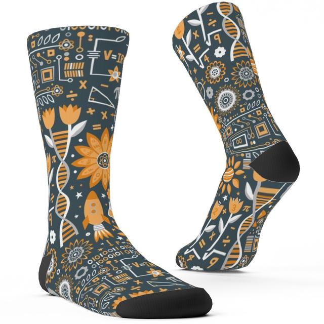 Custom Socks: Flowers and Stem, Yellow, Eggyolk