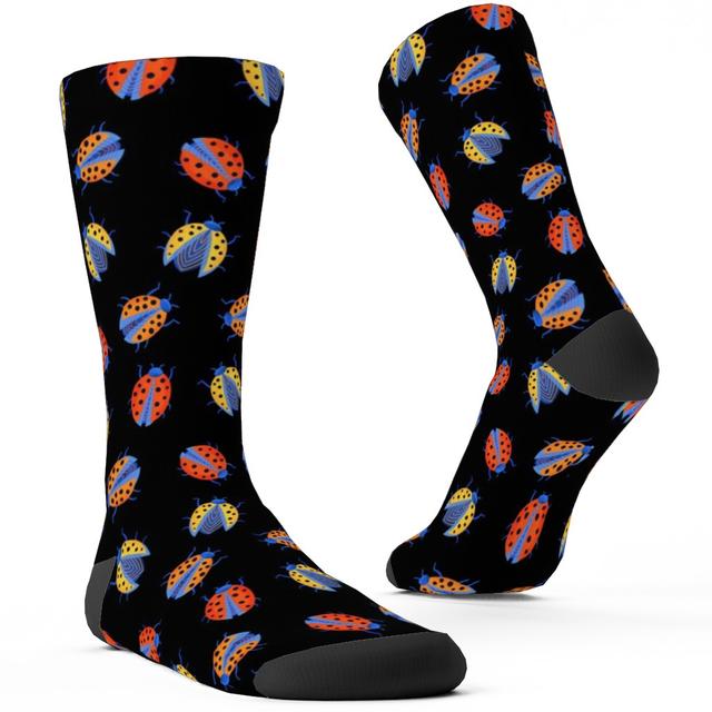 Custom Socks: Classic Ladybugs, Multicolor, Black