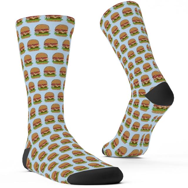 Custom Socks: Burgers - Multicolor, Blue, True Blue