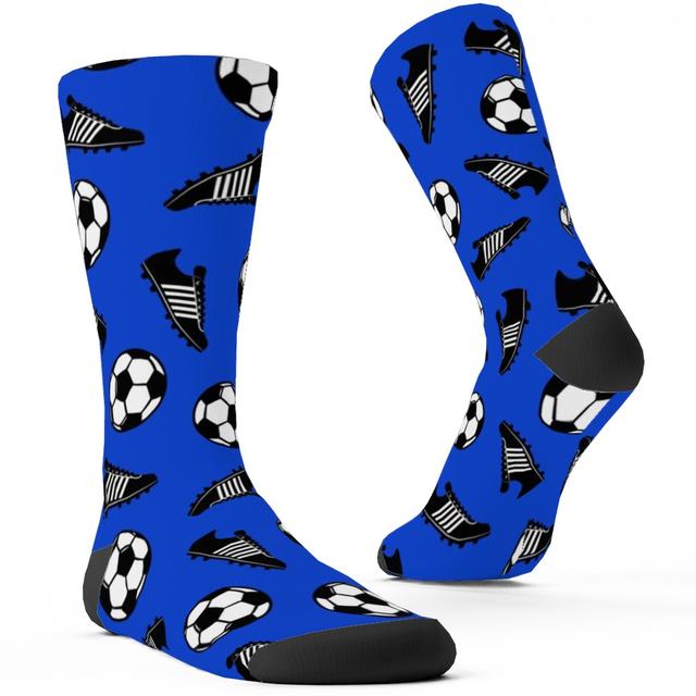 Custom Socks: Soccer Balls and Cleats, Blue, Royal