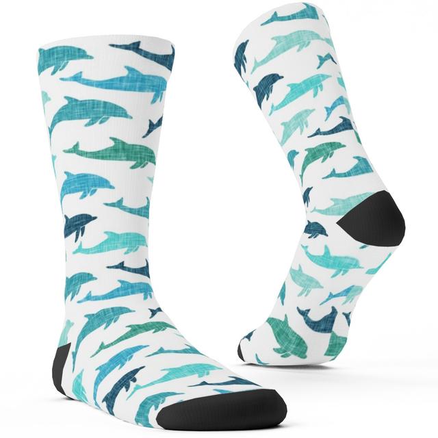 Custom Socks: Dolphins, Green, Malachite