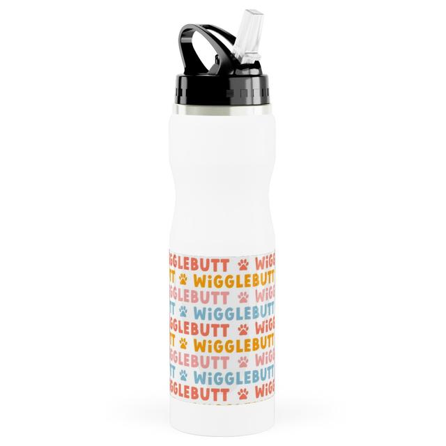 Photo Water Bottle with Straw: Wigglebutt - Multi, Stainless Steel, 25oz