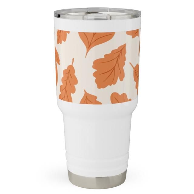 Travel Tumblers: Autumn Leaves - Orange on Cream, 30oz, Orange