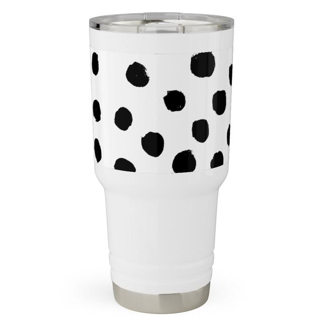 Travel Tumblers: Soft Painted Dots, 30oz, White, Black