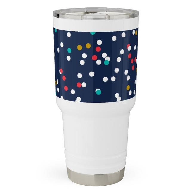 Travel Tumblers: Fun-Fetti - Polka Dot - Navy Blue, 30oz, Blue, True Blue