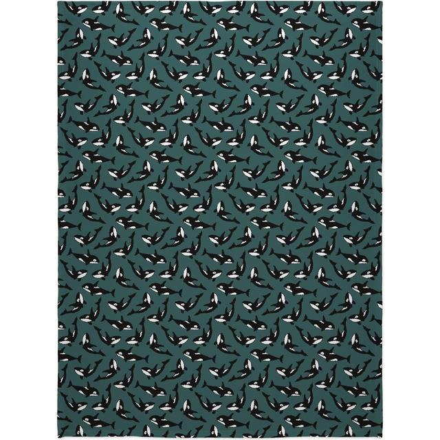 Orca Whale Photo Blanket in Seaweed Green