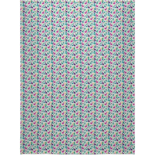 Llamas in the Desert Fleece Photo Blanket 60x80 Multicolor