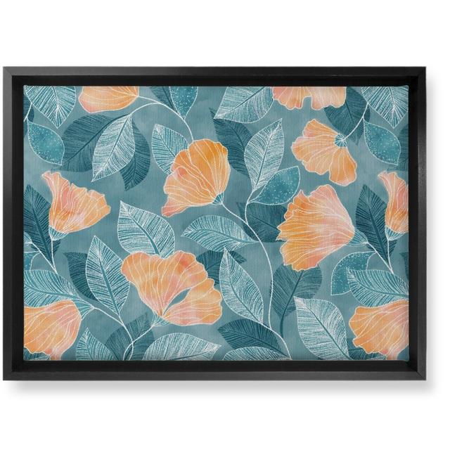 Framed Canvas Prints: Rose of Sharon - Pink & Blue, Black Frame, 10x14, Blue, True Blue