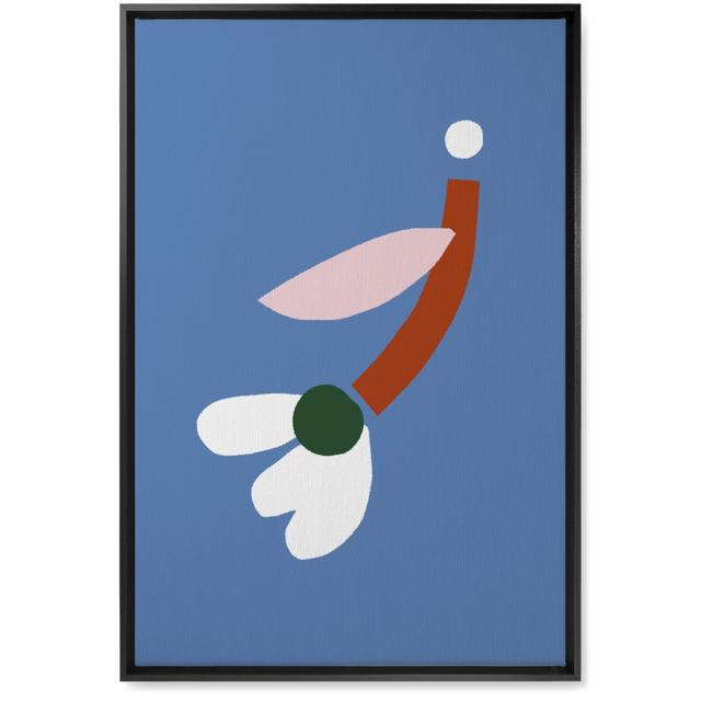 Framed Canvas Prints: Flower - Multi on Blue, Black Frame, 20x30, Blue, True Blue