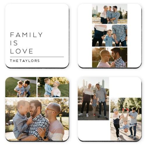 Coasters: Family Is Love, Set of 4, White