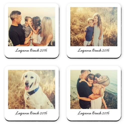 Photo Coasters: Bold Contemporary Frame, Set of 4, White