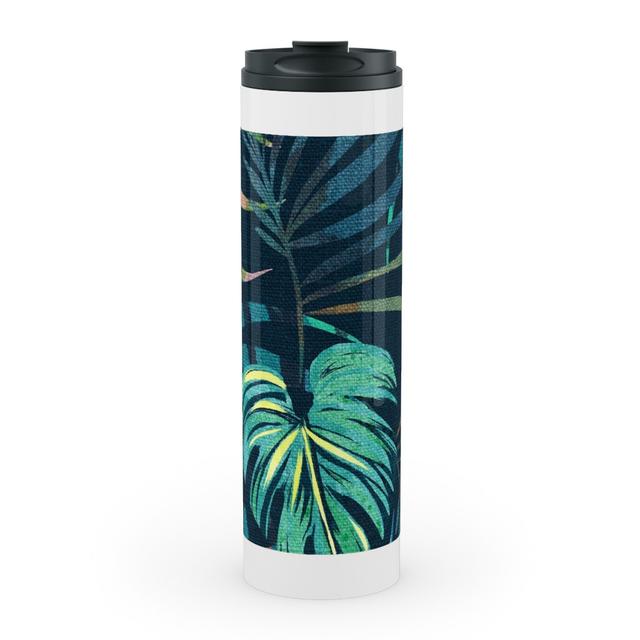 Travel Mugs: in a Tropical Mood Stainless Mug, White, 20oz, Green, Classi