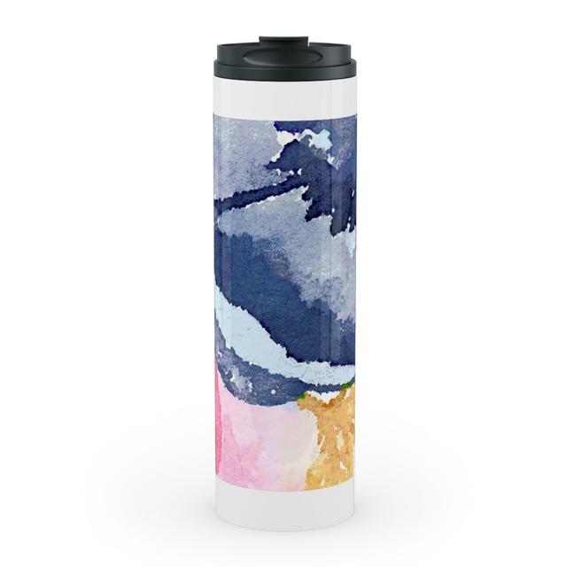 Travel Mugs: Spring Dreams - Watercolor Floral - Multi Stainless Mug, White, 20oz